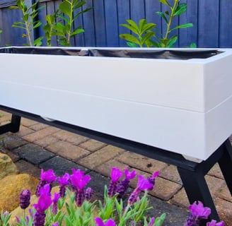 quality window flower box wooden trough painted in white handmade in UK plant pot made to size long and narrow