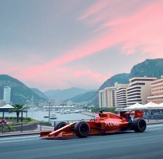 Formula one car speeding in Monaco Grand Prix