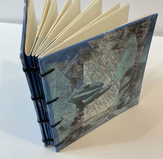 Coptic binding - collage cover blue