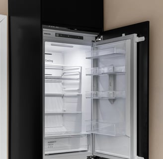 Stock image of a smart fridge used to illustrate modern kitchen appliances