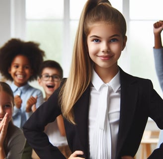 Young lady in a business suite showing empowerment