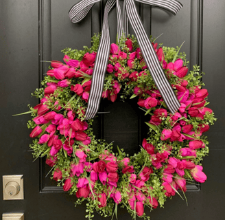 pink rose door wreath, spring door wreath 2025, spring door decor, spring front door decor