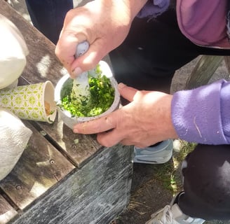 pesto making