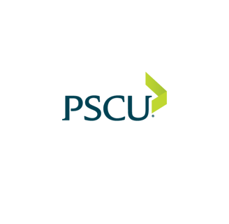 a green arrow pointing up to the left side of a green arrow and the words PSCU to the left 