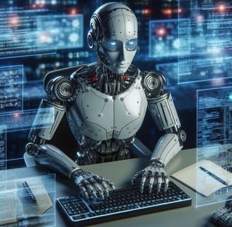 a robot - like robot with a keyboard and a keyboard
