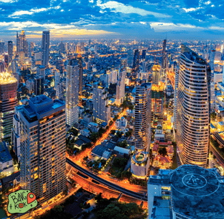 a cityscape of a city at night