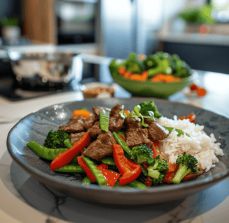 a plate of food with rice and vegetables