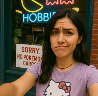 a woman in a purple shirt is taking a selfie
