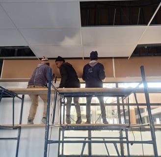Supervising Bulkhead installation for suspended ceiling, Belair Shopping Centre