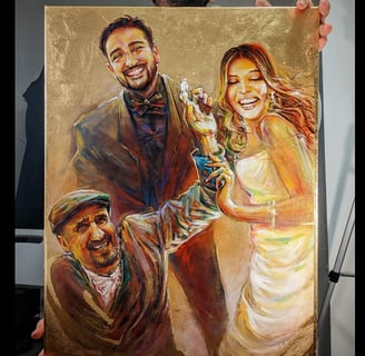 Portrait painting made from 3 individual photos depicting a scene that happened but was not captured