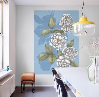 Floral Illustration Wall Art in a Living Room