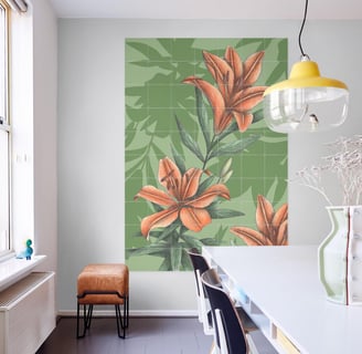 Floral Illustration Wall Art in a Living Room