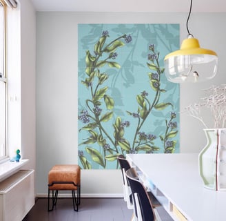 Floral Illustration Wall Art in a Living Room