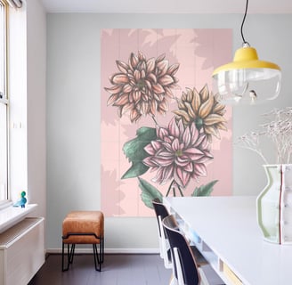 Floral Illustration Wall Art in a Living Room