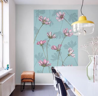 Floral Illustration Wall Art in a Living Room