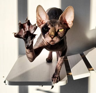 Sphynx qui tend la patte