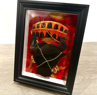 Ilona Paris painting, a chained bull's head