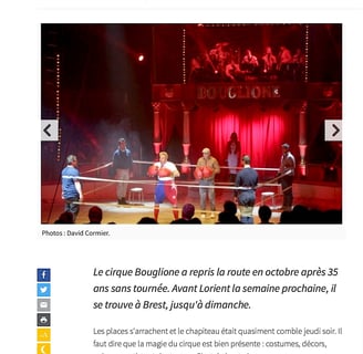 les médias plébiscitent le Cirque d'Hiver Bouglione On Tour à Brest en 2016
