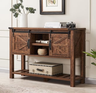 entry table with sliding barn doors 