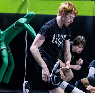 Caucasian wrestlers practicing