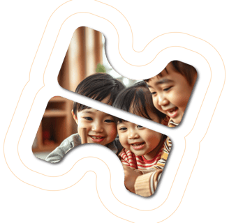 Three kids having fun learning the preschool syllabus using toys