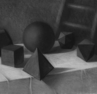 a black and white drawing of a the platonic solids