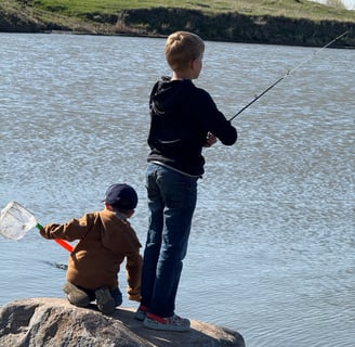 Gage and CJ fishing