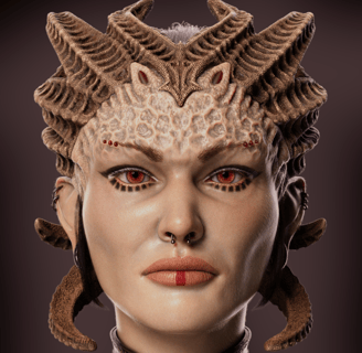 a woman with a large headpiece and a large headpiece