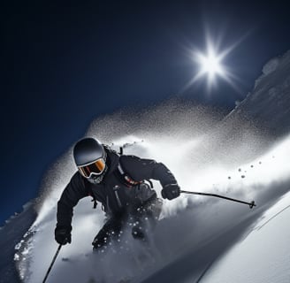 skiing on freshly fallen snow in the alps