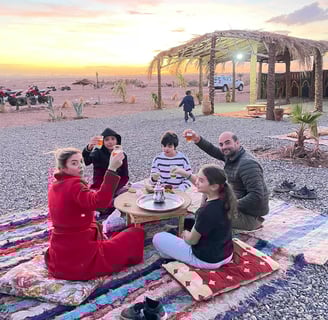Quad biking excursion in the Agafay desert at sunset near Marrakech