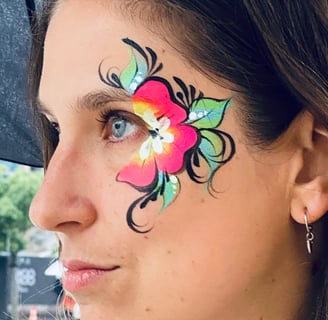 A Hibiscus Flower Eye Face Painting