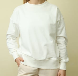 Rongzhiyue: White sweatshirt with elastic hem