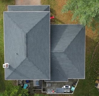 aerial footage of a roof
