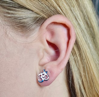 OM Symbol Stud Earring in Sterling Silver