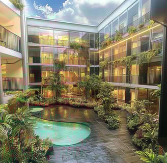Illustration virtuelle de l’hôtel Saint-Georges en Guadeloupe, projet de transformation porté par Bruno Valery après 18 ans d