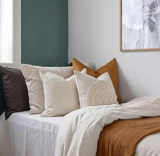 boho bedroom with different textures