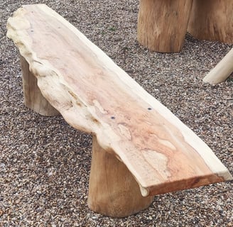 a bench with a wooden bench 