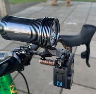 a bicycle light on a bicycle with a bicycle light on it