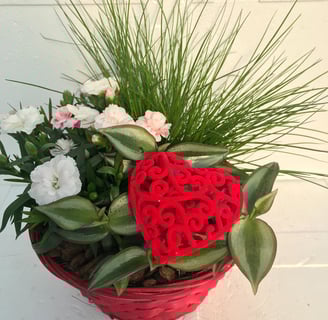 basket with red heart