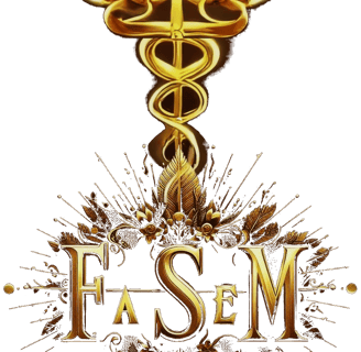 Logo F.A.S.E M. There is a Eusculapio stick