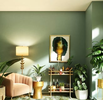 a living room with a couch and a chair