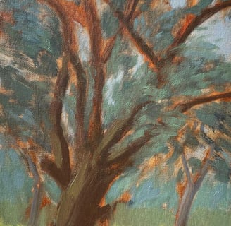 Step 3 of painting of trees and branches