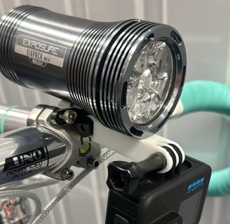 a bicycle with a light on it and a bicycle with a light on it
