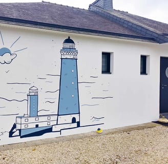 Fresque murale d'un phare breton Eva Girardeau