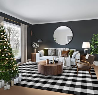 black and white area rug