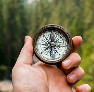 a person holding a compass in their hand