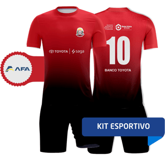 kit com camiseta e bermuda estampada com logo do time do banco toyota