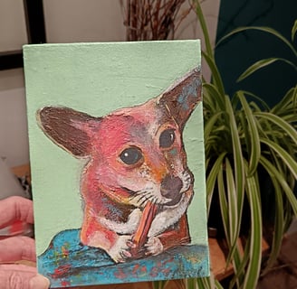 A painting of a dog, pet portrait