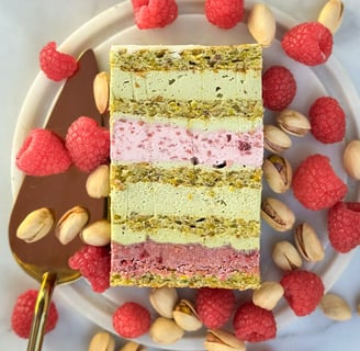 a piece of cake with a slice of cake on top of it