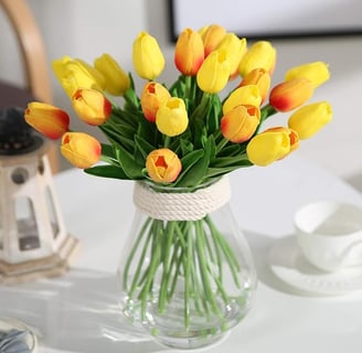 El tulipán Tiene un Toque Real, 33 cm de Largo, Flores Artificiales Decorativas para Ramos de Boda, 